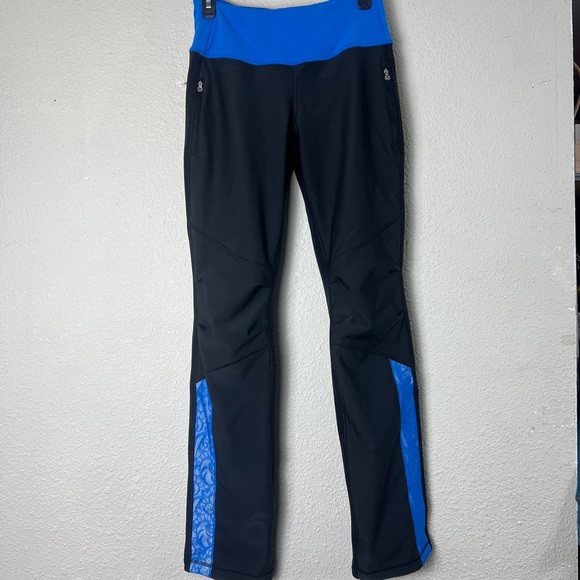Lululemon Run: Bold In The Cold Pant Black / Beaming Blue Size 4 - Picture 4 of 16